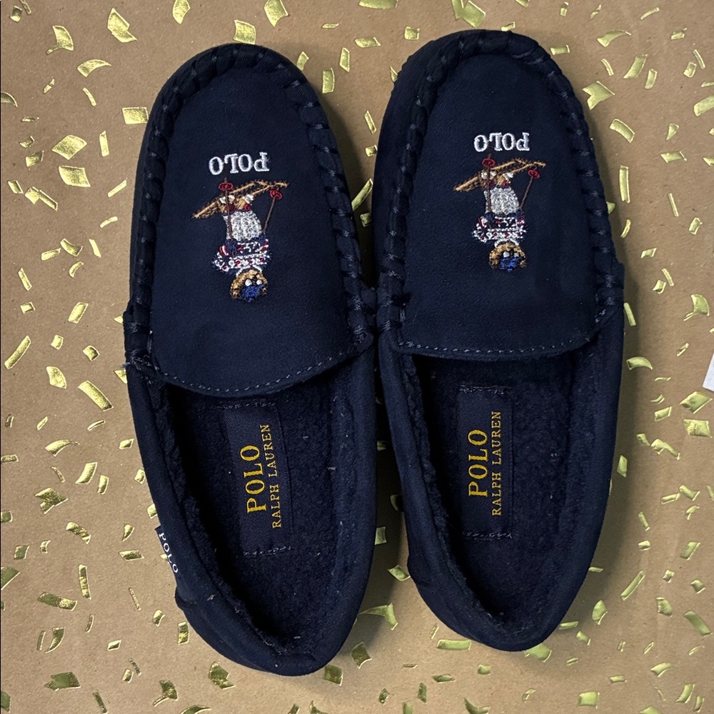 Polo by Ralph Lauren Kids Suede Navy Dezi IV Blue Slippers